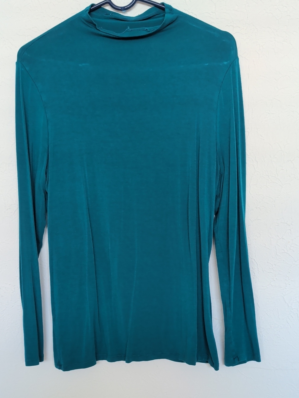 Teal Long-Sleeve Women's Mock Neck Top